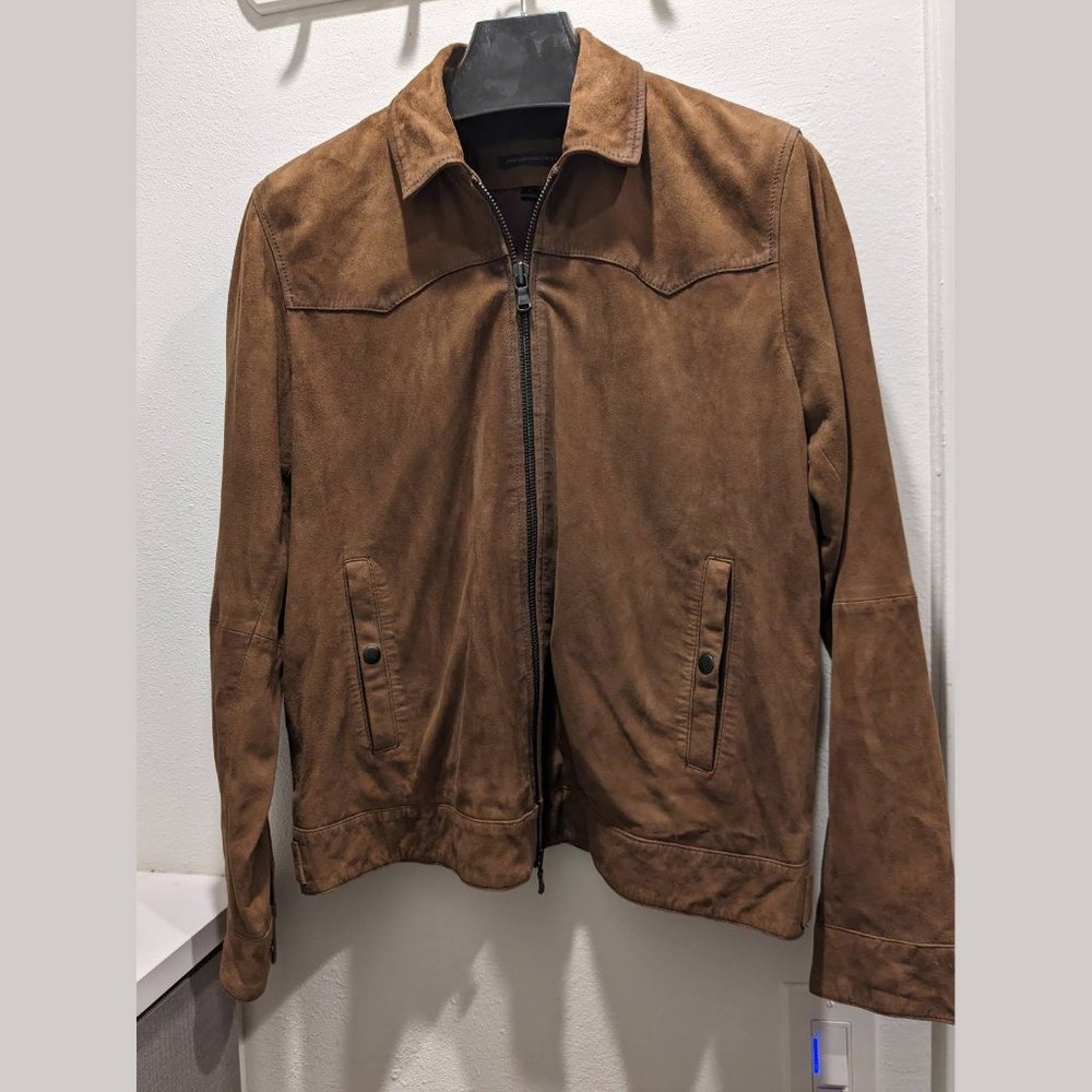 John Varvatos Brown Suede Zip Jacket